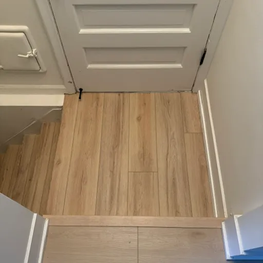 Engineered hardwood flooring in a MI foyer